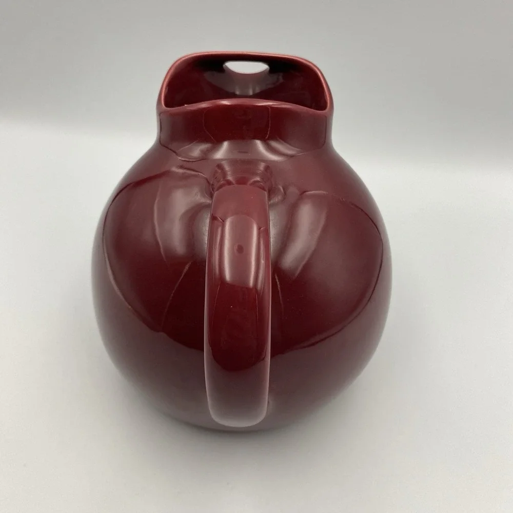 Vintage Franciscan Pottery Ball Pitcher Ice Lip Burgundy Maroon Rare Color MCM